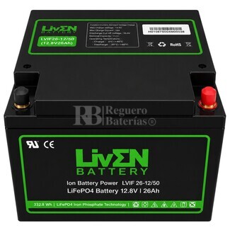 Bater�a Litio 12 Voltios 26 Amperios LiFePO4 LVIF26-12 