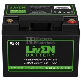 Bater�a Litio 12 Voltios 40 Amperios LiFePO4 RBIF40-12 