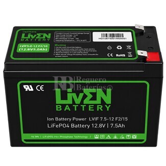 Bater�a Litio 12 Voltios 7,5 Amperios LiFePO4 LVIF7.5-12