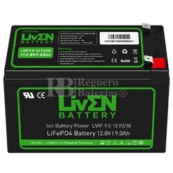 Bater�a Litio 12 Voltios 9 Amperios LiFePO4 RBIF9-12
