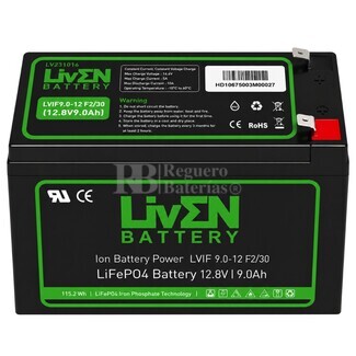 Bater�a Litio 12 Voltios 9 Amperios LiFePO4 RBIF9-12