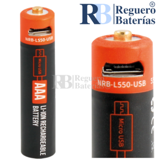 Batería Litio Recargable AAA 1,5V MIcro Usb