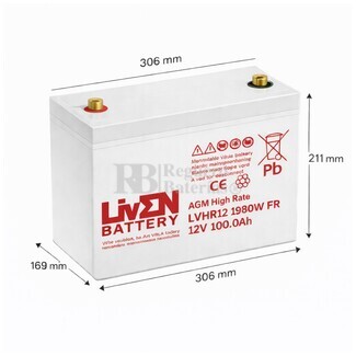 Bater�a 12 Voltios 100 Amperios LVHR12-1980W | Liven Battery