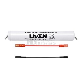 Bater�a luz Emergencias 6 Voltios 1.500 mAh con cables conexi�n