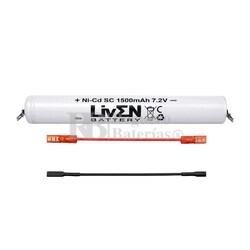 Bater�a luz Emergencias 7.2 Voltios 1.500 mAh con cables conexi�n