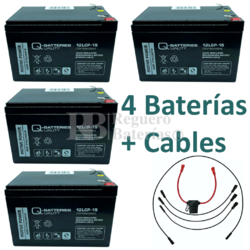 4 Baterías Movilidad 12 Voltios 15 Amperios C/Cables Q-Batteries