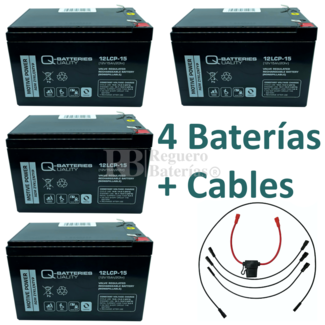 4 Bateras Movilidad 12 Voltios 15 Amperios C-Cables Q-Batteries