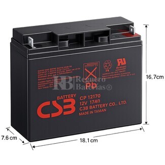 Bater�a para Alarma de 12 Voltios 17 Amperios GP12170