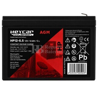 Bater�a para Alarma de 12 Voltios 6,5 Amperios HP12-6.5
