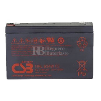 Batera para Alarma de 6 Voltios 9 Amperios HRL634WF2