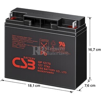 Bater�a para Ascensores 12 Voltios 17 Amperios CSB GP12170 
