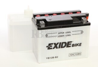 Batera para Moto EXIDE 12 Voltios 12 Amperios EB12B-B2 - YB12B-B2  160mm x 90mm x 130mm