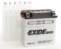 Batera para Moto EXIDE 12 Voltios 9 Amperios EB9L-A2 - YB9L-A2  135mm x 75mm x 139mm