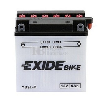 Batera para Moto EXIDE 12 Voltios 9 Amperios EB9L-B - YB9L-B  135mm x 75mm x 139mm