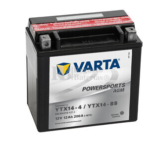 Batera Moto Varta YTX14-4-YTX14-BS 12 Voltios 12 Ah  