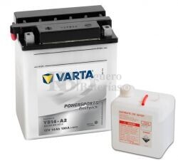Batería para Moto VARTA 12 Voltios 14 Ah en C10 PowerSports Freshpack Ref.514012014 YB14-A2  EN 190 A 136x91x166