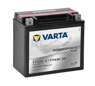 Batería para Moto VARTA 12 Voltios 18 Ah en C10 PowerSports AGM Ref.518902026 YTX20-4-YTX20-BS EN 250 A 177x88x156