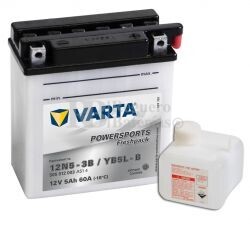 Batera para Moto VARTA 12 Voltios 5 Ah en C10 PowerSports Freshpack Ref.505012003 YB5L-B - 12N5-3B EN 60 A 121x61x131