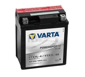 Batera para Moto VARTA 12 Voltios 6 Ah en C10 PowerSports AGM Ref.506014005 YTX7L-4-YTX7L-BS EN 100 A 114x71x131