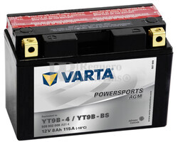 Batera para Moto VARTA 12 Voltios 8 Ah en C10 PowerSports AGM Ref.509902008 YT9B-4-4/YT9B-BS EN 115 A 149x70x105
