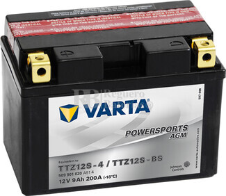 Batera para Moto VARTA 12 Voltios 9 Ah en C10 PowerSports AGM Ref.509901020 TTZ12S-4-TTZ12S-BS EN 200 A 150x87x110