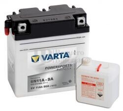 Batera para Moto VARTA 6 Voltios 11 Ah en C10 PowerSports Freshpack Ref.012014008 6N11A-3A EN 80 A 122x61x135