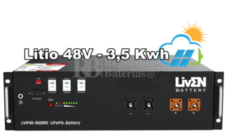 Batera Solar Litio 48 Voltios 3,5Kwh LVIF48-3600RS Sin Mantenimiento