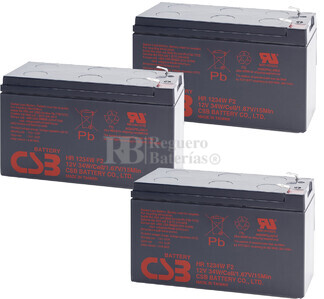 Reemplazo de 3 baterías para SAIS-UPS HR1234WF2