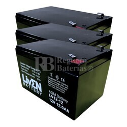 3 baterías AGM 12 Voltios 12 Amperios LV12-12