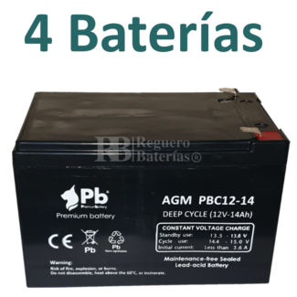 Batería de plomo ácido, 12V 12Ah, AGM, terminales Faston 6,35 mm