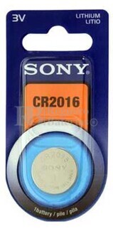 Blister 1 pila Sony CR2016 Litio ( 20 d . x 1.60 alt . ) 3 v .  72 mAh .
