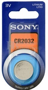 Blister 1 pila Sony  CR2032 Litio ( 20 d . x 3.20 alt . )  3 v .  220 mAh .
