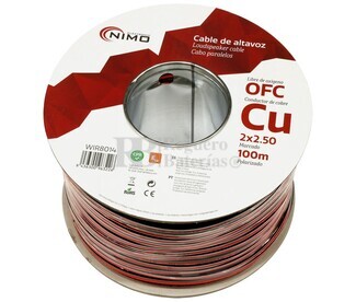 Cable altavoz Cobre 2x2.5mm Rojo-Negro Libre Oxígeno 100m