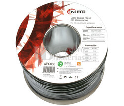 Cable Coaxial RG59 75 Ohm + alimentación, carrete 100m Negro