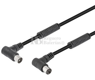 Cable de antena TV macho - hembra acodados y ferritas 1.5m