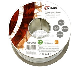 Cable para altavoz 2x0.5mm, Blanco polarizado 100m