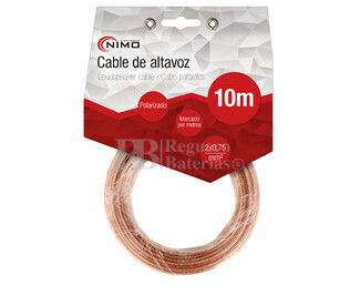 Cable para altavoz 2x0.75mm, Transparente polarizado 10m