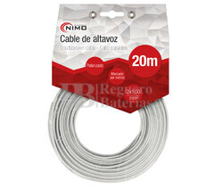 Cable para altavoz 2x1.0mm, Blanco polarizado 20m