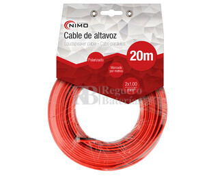 Cable para altavoz 2x1.0mm, Rojo-Negro 20m
