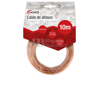 Cable para altavoz 2x1.0mm, Transparente polarizado 10m