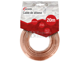 Cable para altavoz 2x1.0mm, Transparente polarizado 20m