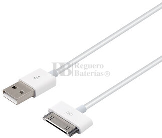Cable USB-A 2.0 macho a iPod 30 pines carga y datos 1 metro