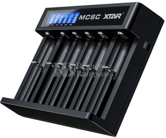 Cargador Xtar 6 bateras litio con pantalla LCD MC6C