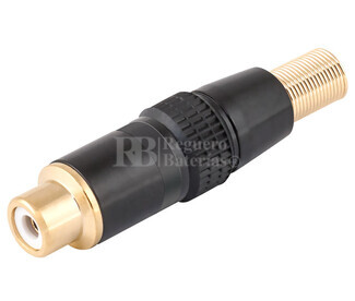 Conector RCA hembra areo metlico negro 