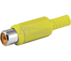 Conectores RCA hembra con protector de cable amarillo