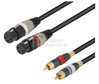 Conexin 2 xlr-canon 3 pin hembra a 2 RCA macho 1.5 metros