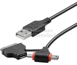 Conexin de USB-A 2.0 a Apple MFI, Micro USB y Mini USB 1 metro