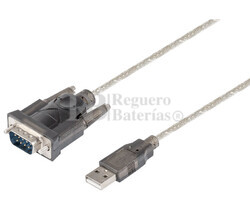 Conexión USB-A 2.0 macho a puerto Serie RS232 macho