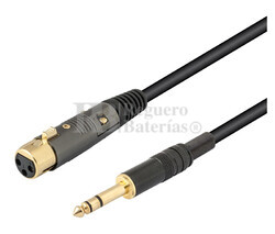 Conexin xlr-canon hembra a jack macho estreo 6.3mm 10 metros