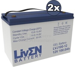 Kit 2 Baterías Gel Apilador 24 Voltios 100 Amperios Liven LVJ100-12 